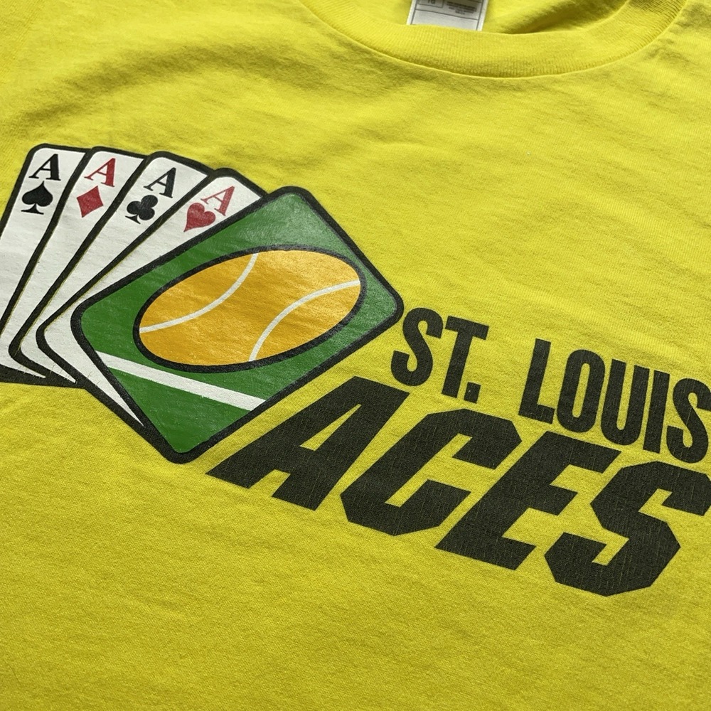 Vintage Tennis Shirt Fruit of the Loom Heavy XL 90s Y2k Tee St Louis Aces Staff - Picture 2 of 14